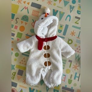 Baby snowman fleece winter onesie for 0-3m